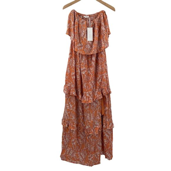 LUSH Dress Strapless Size Medium Maxi Ruffle Tiered Boutique Tropical Beach NWT - Picture 5 of 14